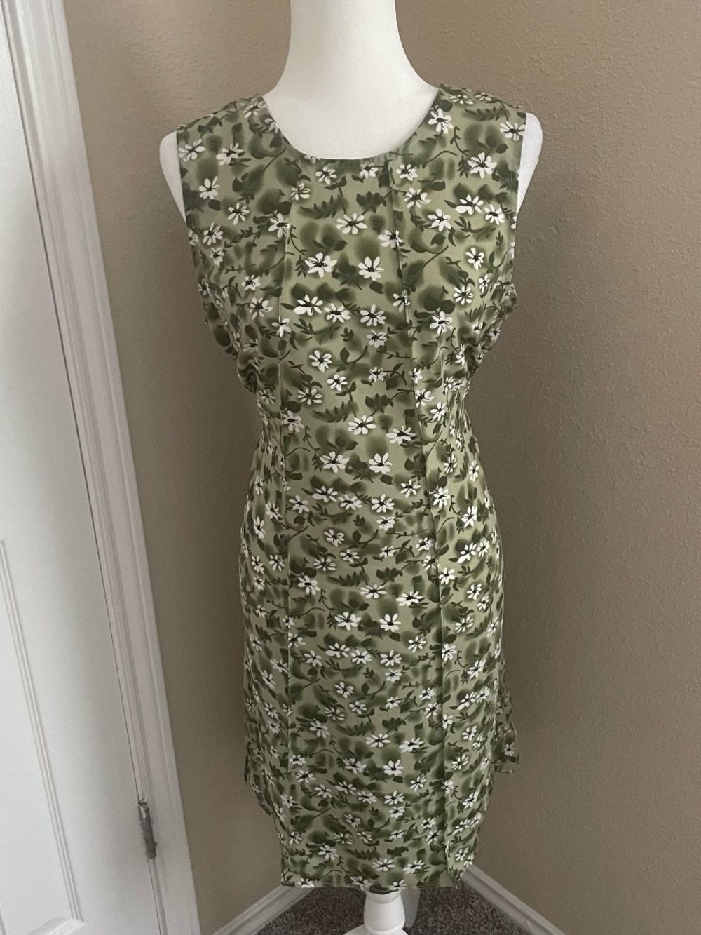 Vintage 90s Darian Green Floral Pleated Midi Dress Fairy Fairycore Romantic